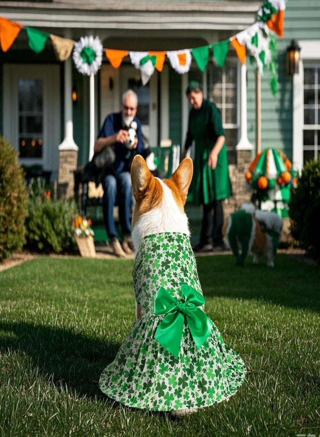 Habbiful Dog St Patricks Day Outfit, Puppy Dog St.Patrick's Day Clothes Shamrock Dog Skirt Green Dog Dress Spring Summer Pet Doggie Apparel for Dogs Cats Gifts, M - Image 2